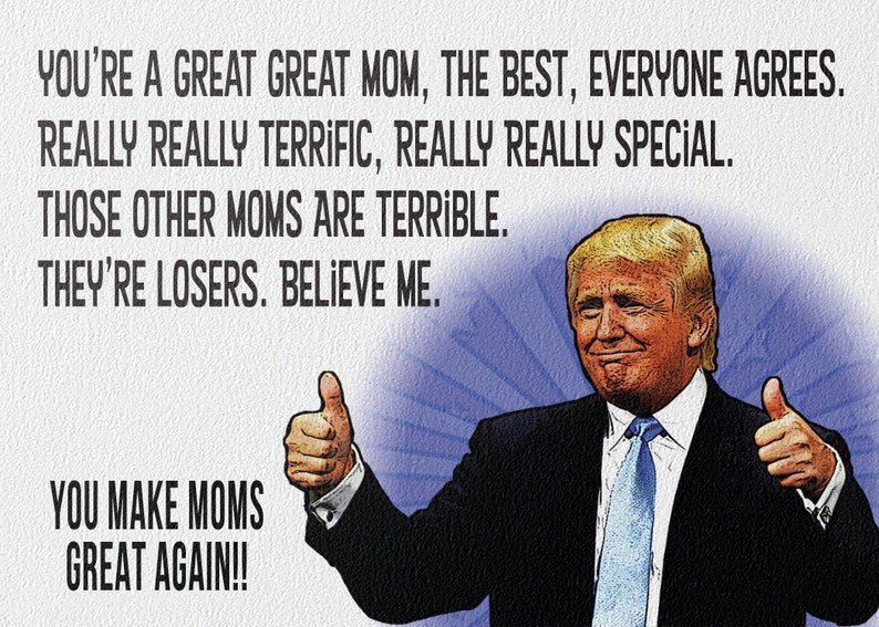 Donald Trump Printable Mothers Day Card with Free Matching A7 Etsy