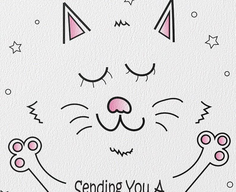 Cute Cat PDF 5 x 7 Card Printable Social Distance Thank You Card with Free Envelope Template Digital Mothers Day Card Download