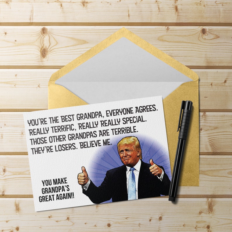 Donald Trump Printable Father's Day Card for Grandpa with | Etsy