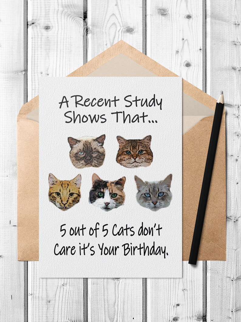 Funny Cat Printable Birthday Card with Free A7 Envelope | Etsy
