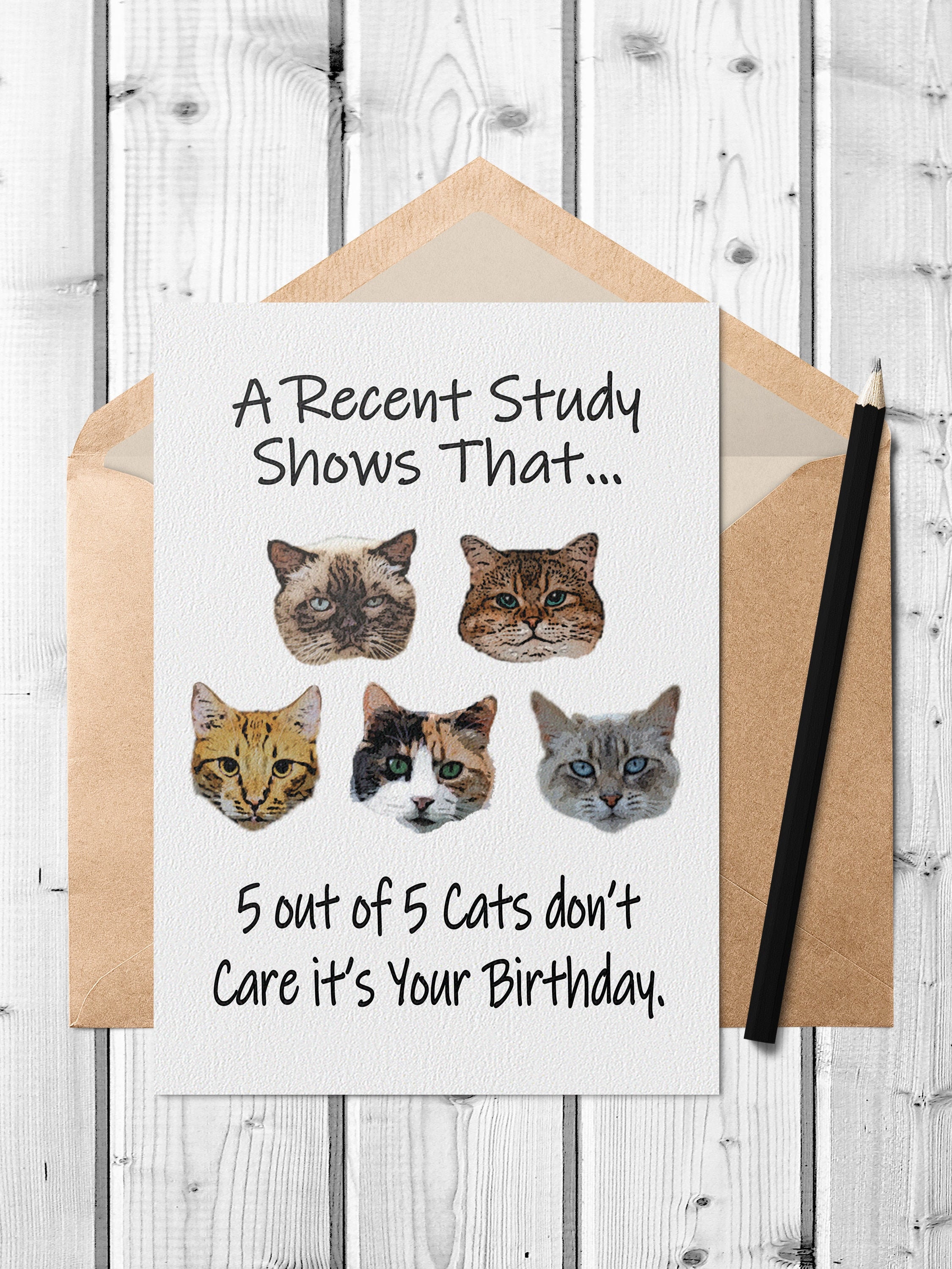 Funny Cat Printable Birthday Card with Free A7 Envelope Template | Pr…
