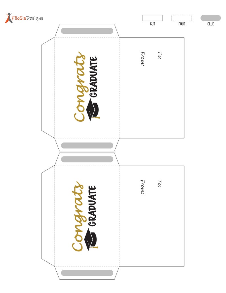 graduation gift card envelope template 3 pack download etsy