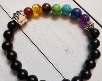 Regenbogen Brücke Perlen Stretch Armband für Verlust von Haustier
