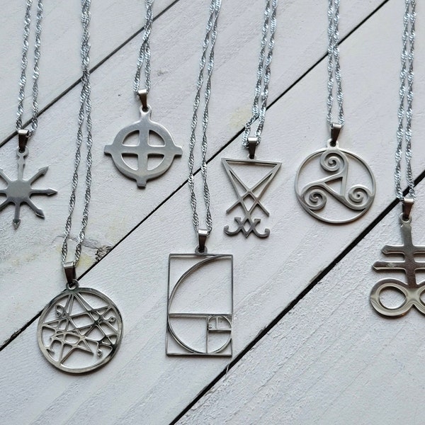 Stainless Steel Spiritual Metaphysical Occult Pendant Necklaces