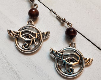 Eye of Ra Tropfen Ohrringe mit Roter Tigerauge Perle