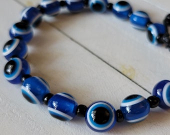 Verstellbares Harz & Glasperlen Evil Eye Armband