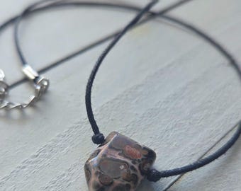 Chevron Leopard Print Jaspis Anhänger Choker Halskette