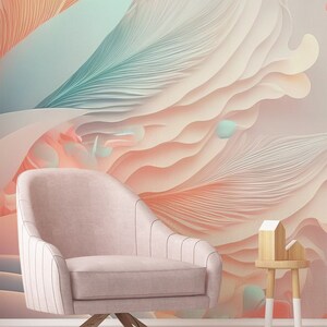 Colorful abstract floral wallpaper, wall mural, Removable, Nursery Wall Art Decor, Self Adhesive(Peel and Stick), Non Self Adhesive(Vinyl)
