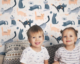 Lovely Cats Kids Wallpaper | Self Adhesive Wallpaper, Removable - View #9