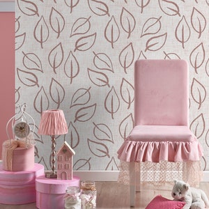 Leaf beige wallpaper, Wall Mural, Removable, Nursery Wall Art, Self Adhesive (Peel and Stick), Non Self Adhesive (Vinyl), kids wallpaper