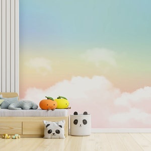 Carta da parati con cielo fantastico, colori pastello, stacca e incolla, autoadesiva, rimovibile, decorazione da parete