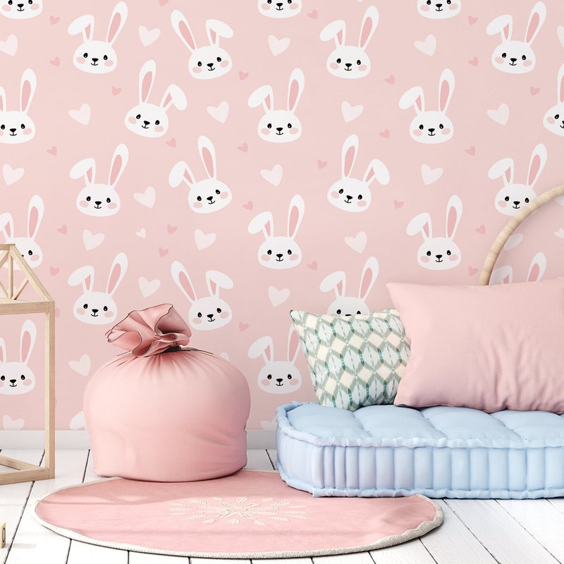 Pink Wallpaper Bunny - Etsy