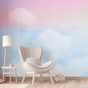 Carta da parati cielo, colore pastello, murale per bambini, stacca e incolla, autoadesivo, rimovibile, decorazione da parete