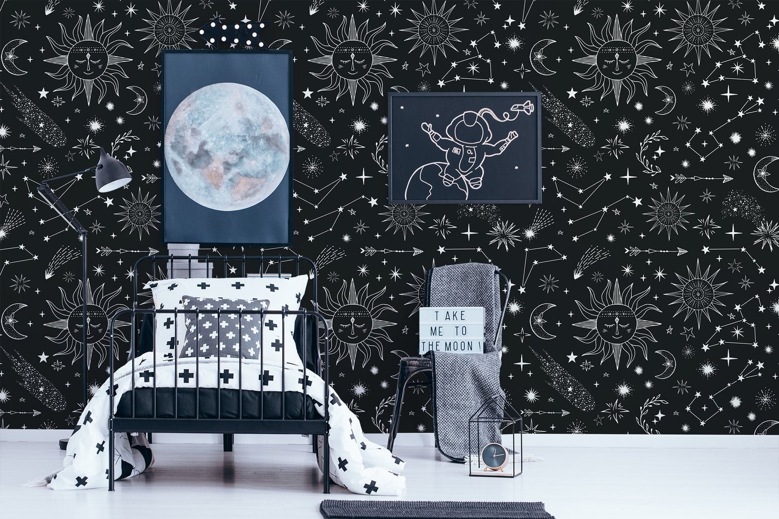 Dark Black Wallpaper With White Stars Constellations of Etsy