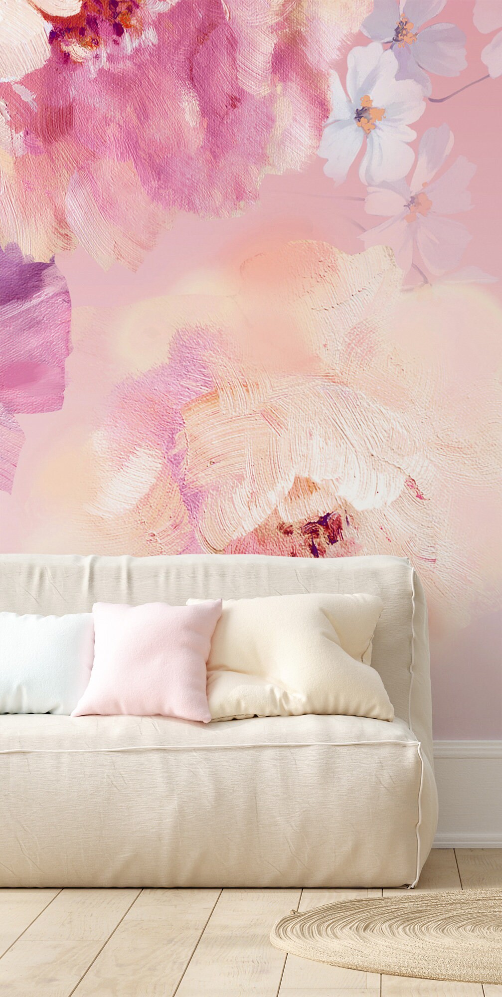 Pink Peonies Kids Nursery Wallpaper, Floral Wall Mural, Kids Wallpaper ...