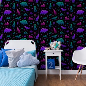 Forest animal wallpaper, kid abstract, Wall Decor, Self Adhesive (Peel and Stick), Non Self Adhesive (Vinyl), Kids, Nursery wallpaper