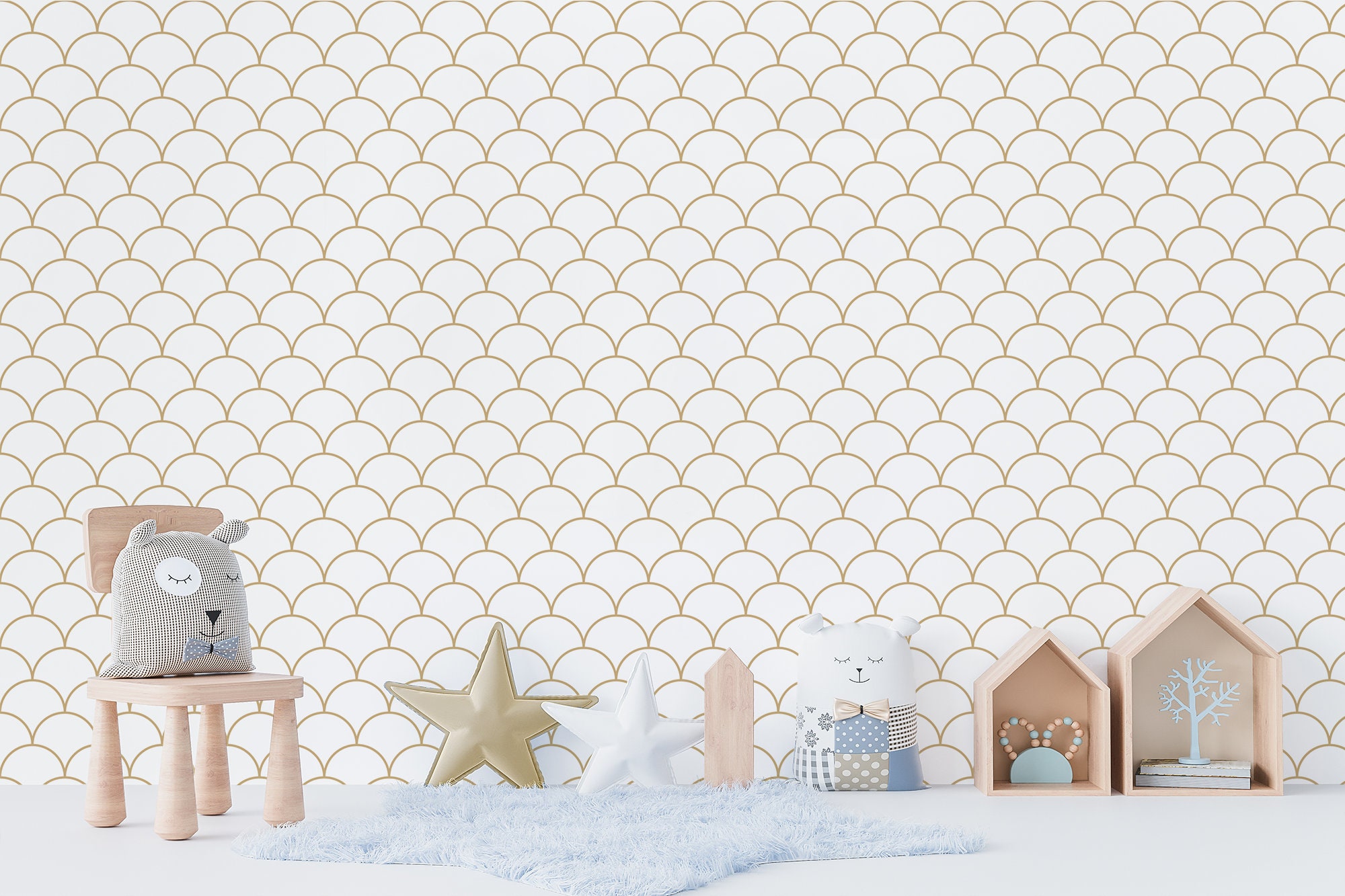 White Baby Wallpaper With Arch Pattern Geometric Nursery Etsy Australia