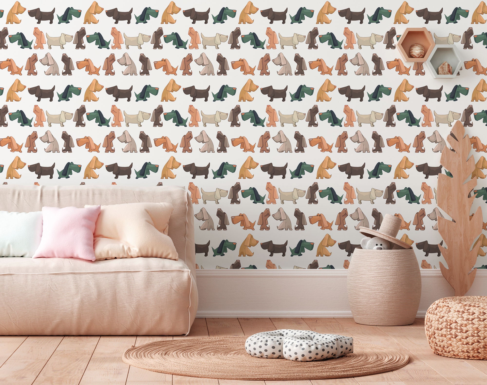 Puppy Dogs Removable Wallpaper Modern Kids Room Decor Cute Animal Wa