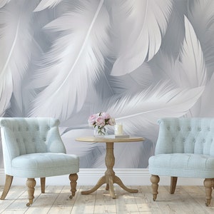 Feather wallpaper, Elegant Feather home decor, Wall Mural, Removable, Self Adhesive (Peel and Stick), Non Self Adhesive (Vinyl)