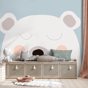 Wallpaper with a white bear, Wall Mural for Kids, Peel and Stick, Self-Adhesive, Removable, Wall Decor