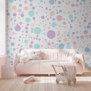 Light colorful bubble wallpaper, Self Adhesive (Peel and Stick), Non Self Adhesive (Vinyl), Kids, Nursery wallpaper