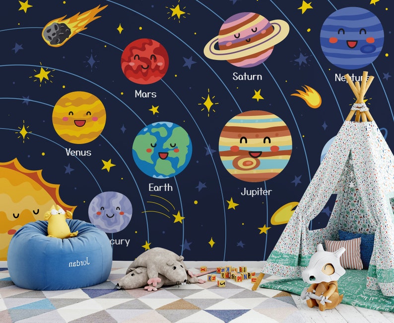 Baby Galaxy Wallpaper, Colorful Wall Decor, Wall Art, Nursery