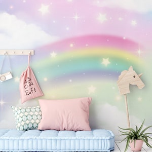 Carta da parati murale arcobaleno, murale colorato astratto, carta da parati per bambini, decorazione murale per la cameretta dei bambini, stacca e incolla, autoadesiva, decorazione da parete