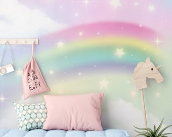 Rainbow wallpaper mural, abstract colorful mural, Kids Wallpaper, Nursery Wall Mural, Peel and Stick, Self-Adhesive, Wall Decor