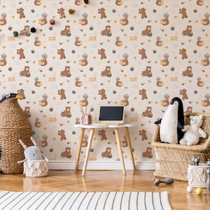 Carta da parati per bambini con orsetto del miele, decorazione murale per la cameretta dei bambini, stacca e incolla, autoadesiva, decorazione da parete