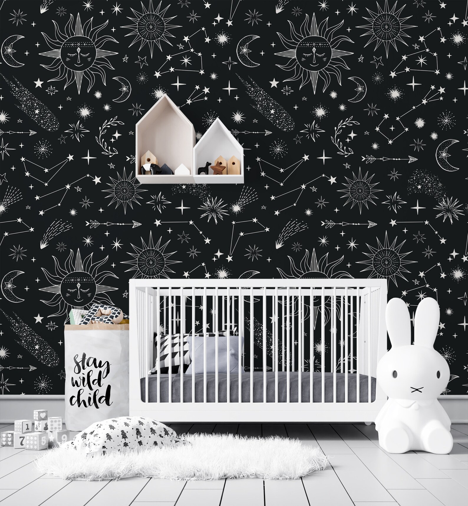 Dark Black Wallpaper With White Stars Constellations of Etsy