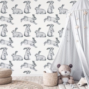 Animal wallpaper, Black and white home decor, Kids Mural Wall, Nursery Wallpaper, Peel & Stick, Self-Adhesive, Removable, Wall Decor