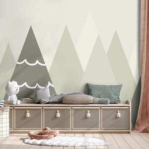 Wallpaper with beige hills, Wall Mural, Peel and Stick, Self-Adhesive, Removable, Floral Wall Decor