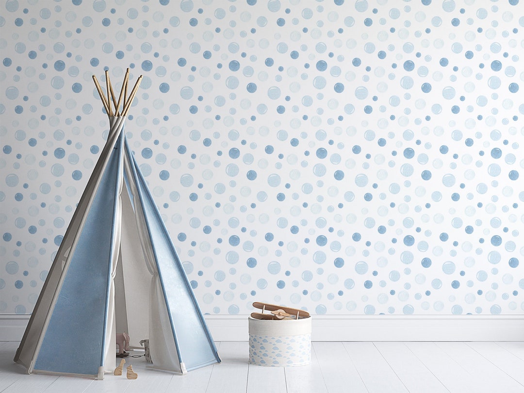 Watercolor Wallpaper With Bubbles, Nursery Wallpaper, Peel & Stick