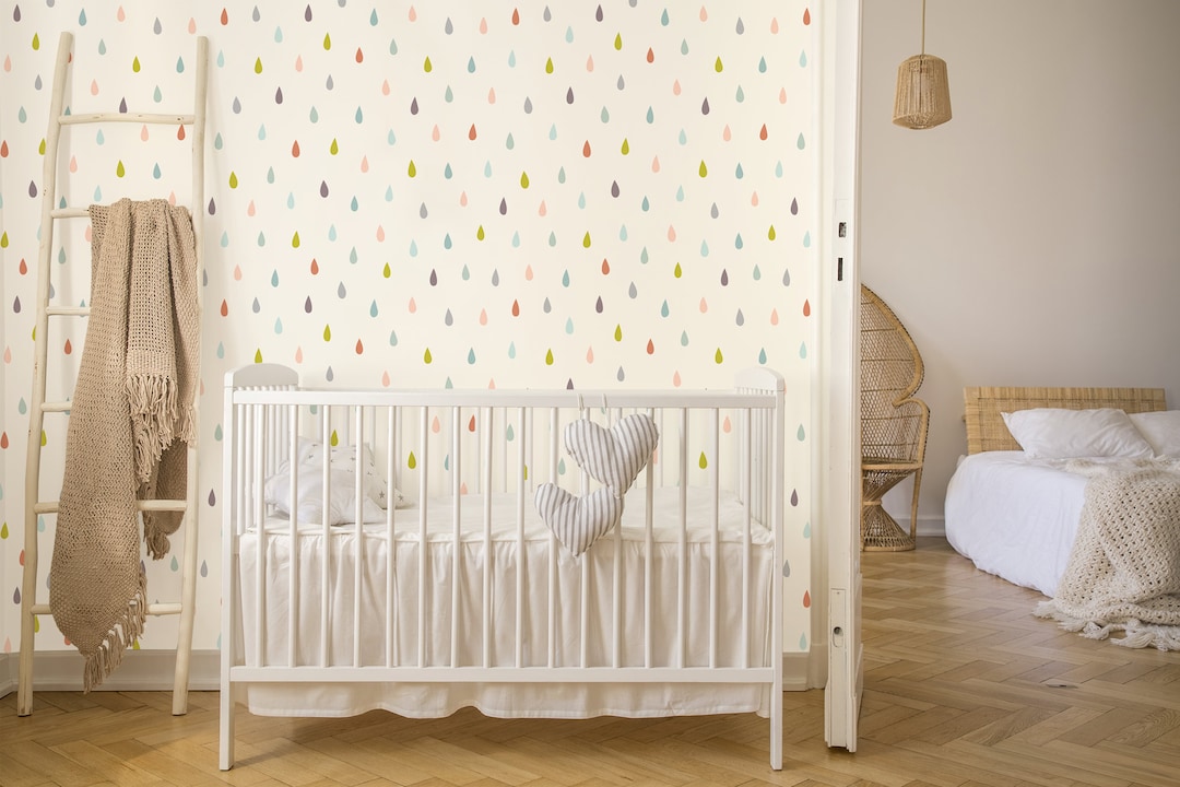 Light Beige Baby Wallpaper With Colorful Drops, Wallpaper for Kids ...