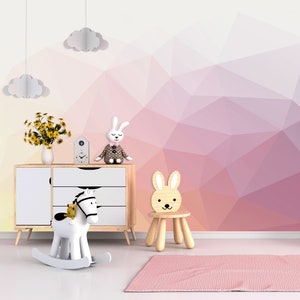 Carta da parati geometrica astratta, decorazioni per la casa in pastello astratto, decorazione murale rosa per la cameretta dei bambini, stacca e incolla, autoadesiva, decorazione da parete