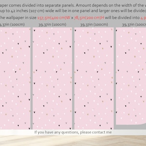 Beige Hearts Wallpaper With White Background, Wall Kids Mural, Nursery