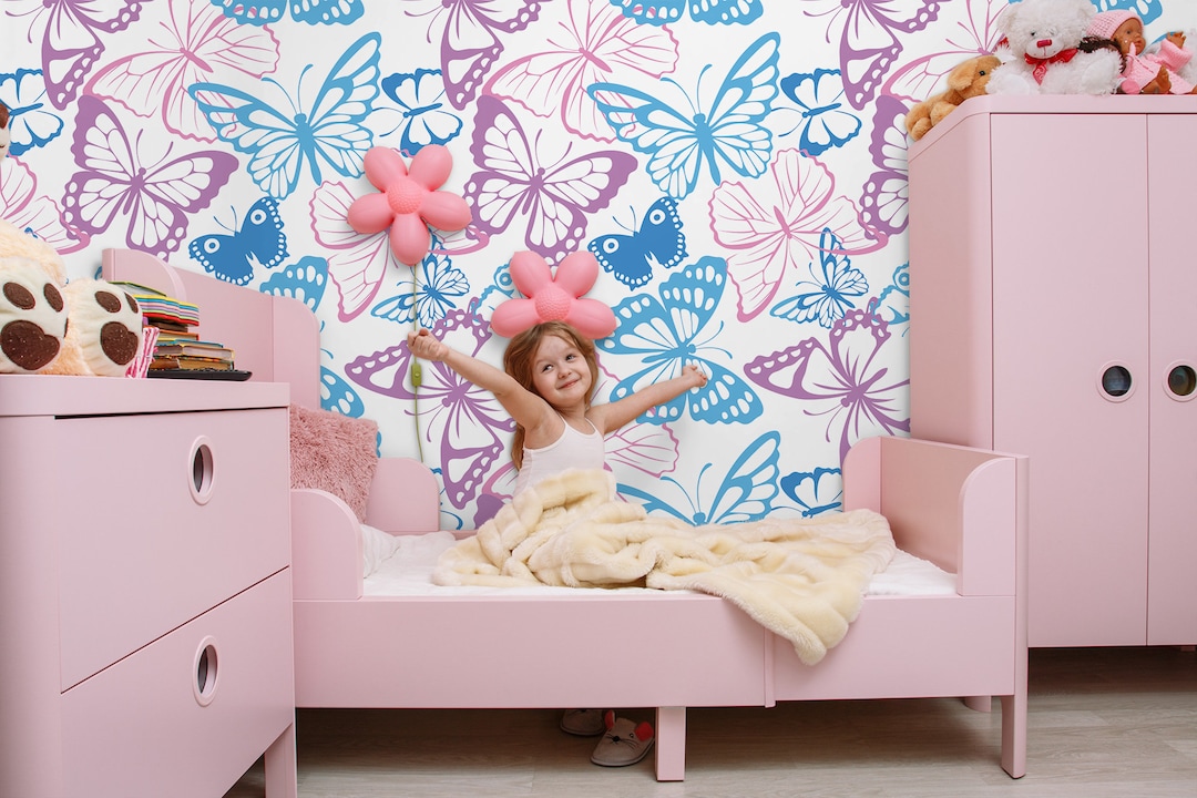 Butterfly Kids Nursery Wallpaper, Animal Wall Mural, Kids Wallpaper ...