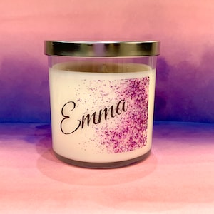 Handmade Soy Container Candle; Personalized Name candle; Engagement Wedding Bridesmaid Gift;