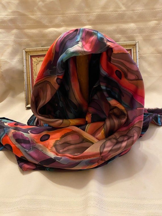 Vintage hand painted scarf - image 1