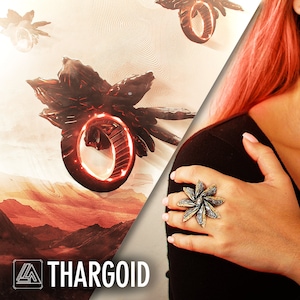 THARGOID - Elite Dangerous Inspired Ring, Silver Sterling, Alien ring, Futuristic ,Sci-Fi and Fantasy, 3D Printed Ring