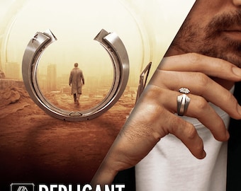 Anel REPLICANT, inspirado em BLADE RUNNER, pingente em prata de lei, ficção científica e fantasia, impresso em 3D, tecnologia.