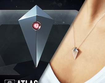 ATLAS, inspirado em No Man's Sky, pingente de prata esterlina, ficção científica e fantasia, tecnologia de impressão 3D