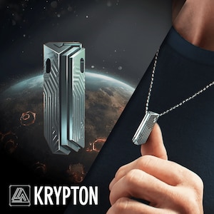 KRYPTON Anhänger, Superheld, Sterling Anhänger, Sci-Fi und Fantasy, 3D gedruckt, Technologie