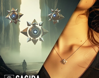 Pingente SAGIRA, inspirado em DESTINY, Ghost Shell, pingente de ródio e latão, Ficção científica e fantasia, impressão 3D, Tecnologia, Ouro