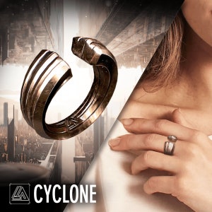 CYCLONE - RING, Bronze, CyberPunk, Futuristic, Sci-Fi and Fantasy, 3D Printed Rings