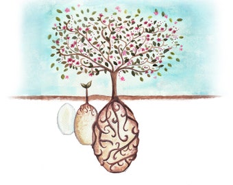Urna COCO: biodegradável e personalizável para sepultamento em solo. A vida continua em uma pequena planta que cresce, nutrida pelo amor deles.