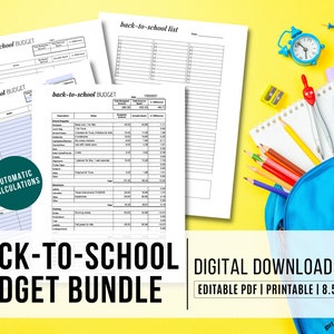 Back to School Budget, Budget Template, Back to School Template, Back to School Printable
