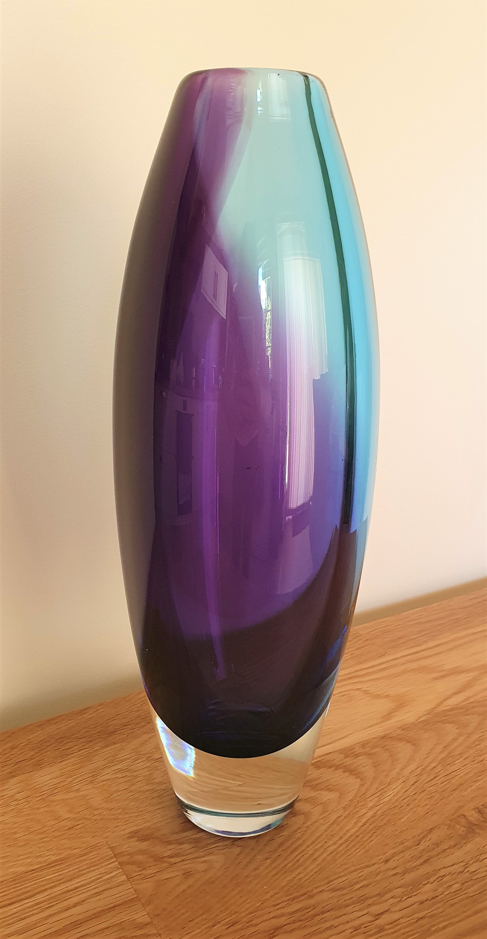 Hand Blown Glass 'aurora' Vases, a Rainbow of Bright Vivid Colours, a