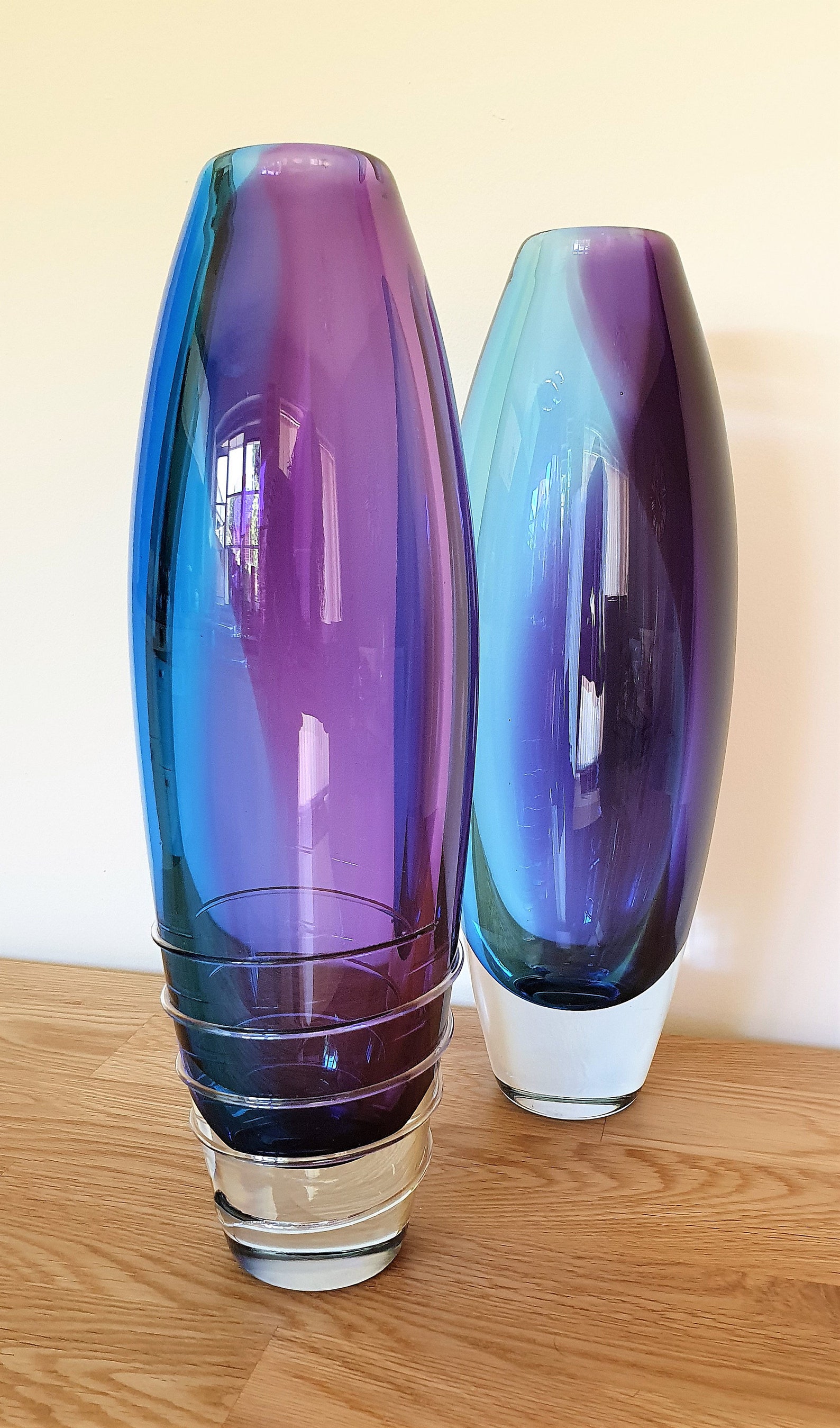 Hand Blown Glass 'aurora' Vases a Rainbow of Bright Etsy