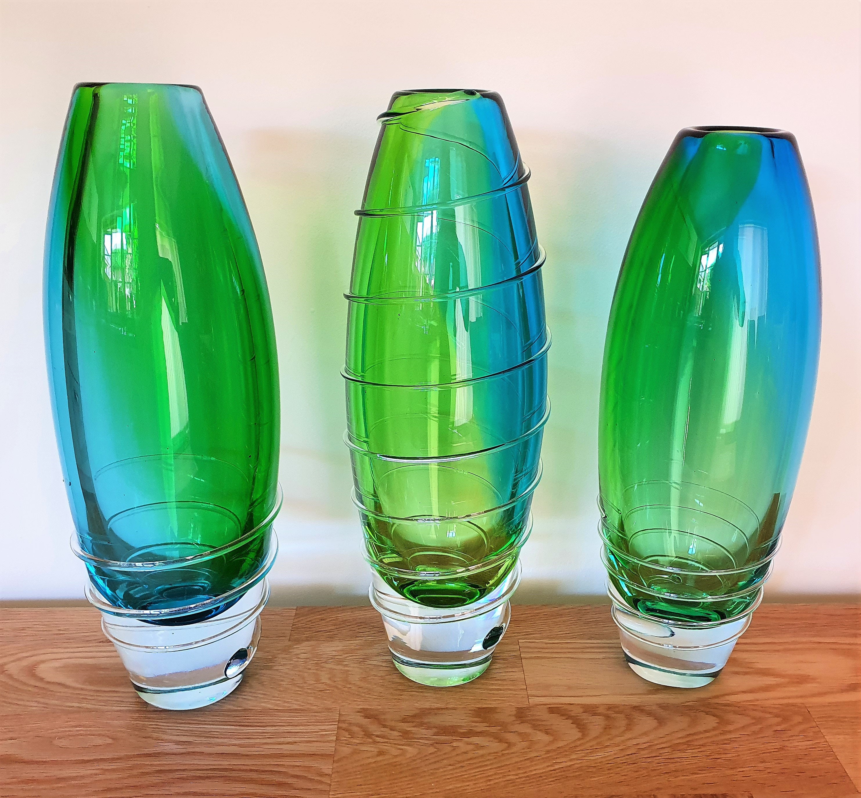 Hand Blown Glass 'Aurora' Vases a rainbow of bright Etsy